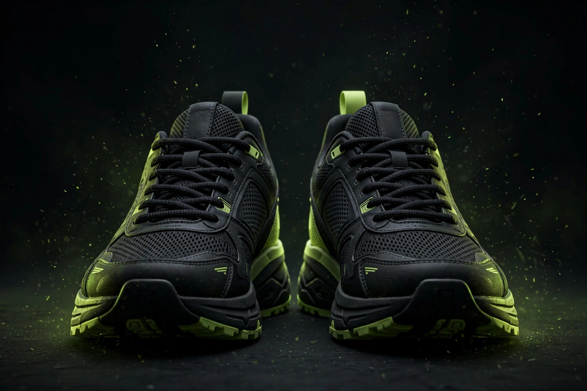 Pair of cross-training sneakers on a dark background